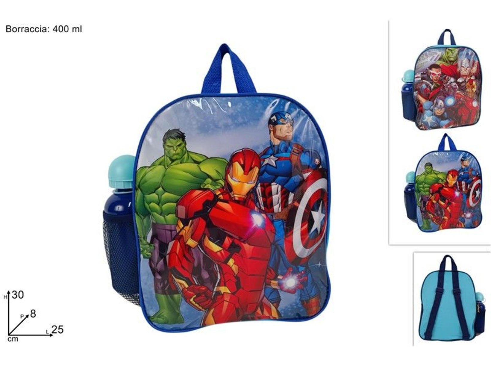 ZAINO AVENGERS 30 CM PVC CON BORRACCIA BASIC