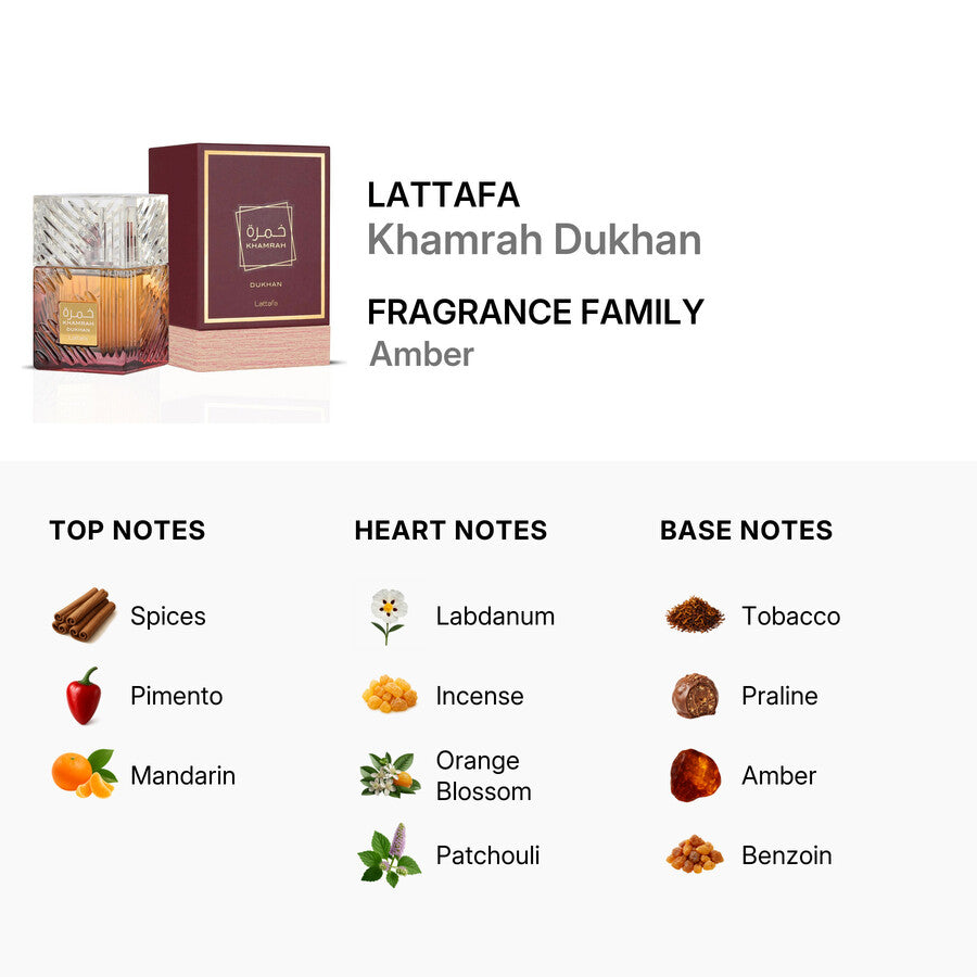Profumo Lattafa Khamrah Dukhan EDP 100ml - Uomo
