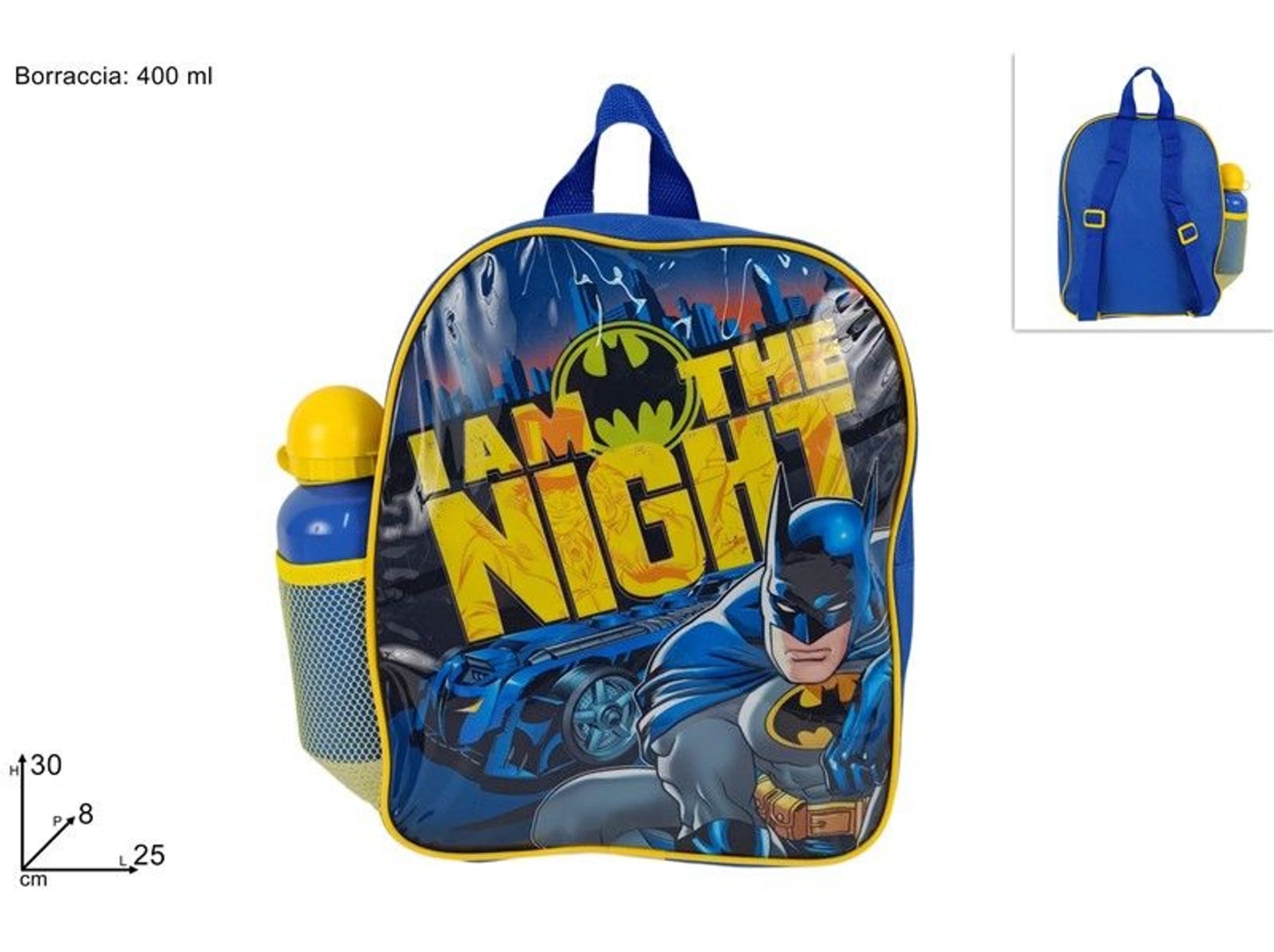ZAINO BATMAN 30 CM PVC CON BORRACCIA BASIC