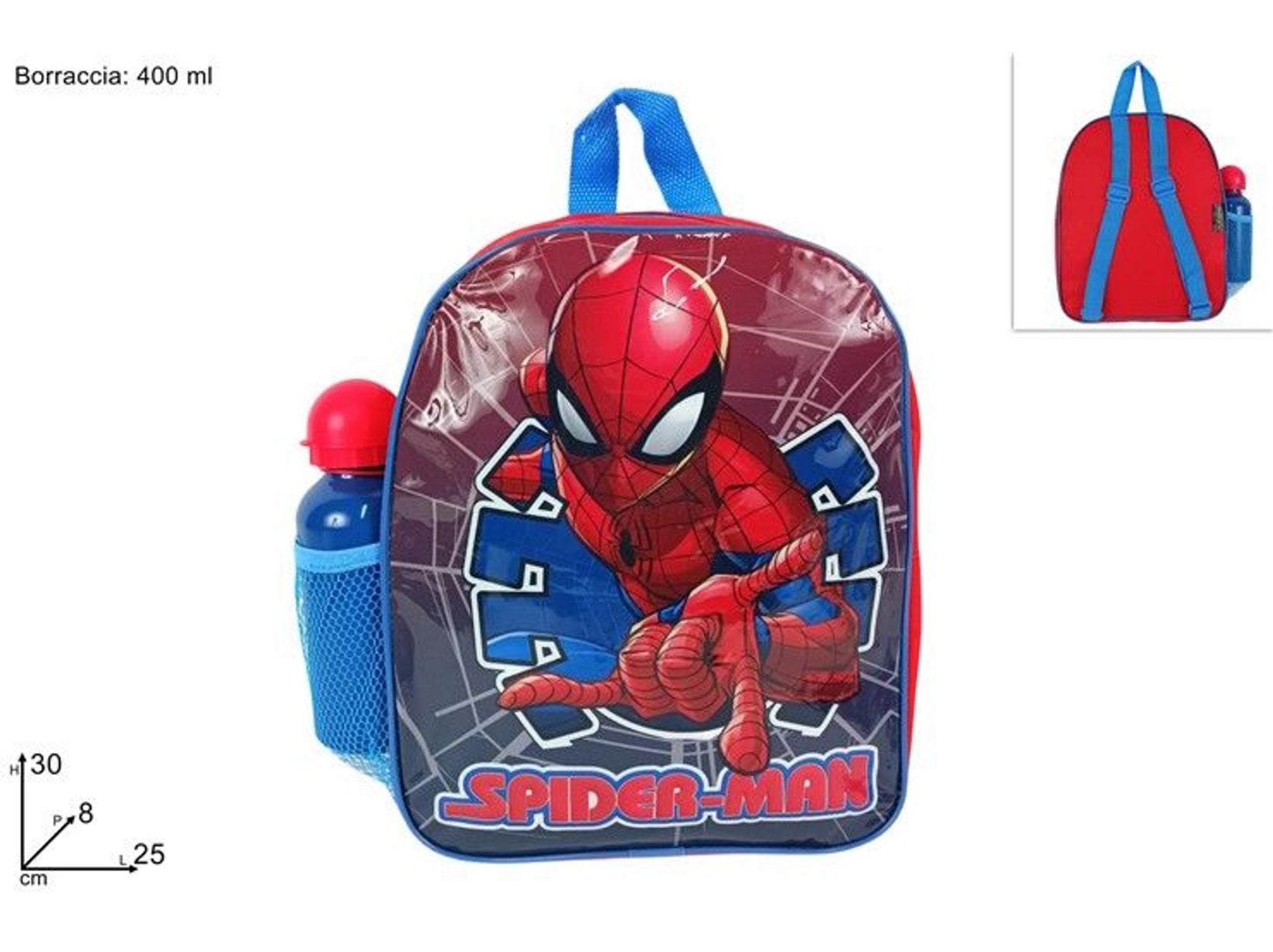 ZAINO SPIDER-MAN 30 CM PVC CON BORRACCIA BASIC